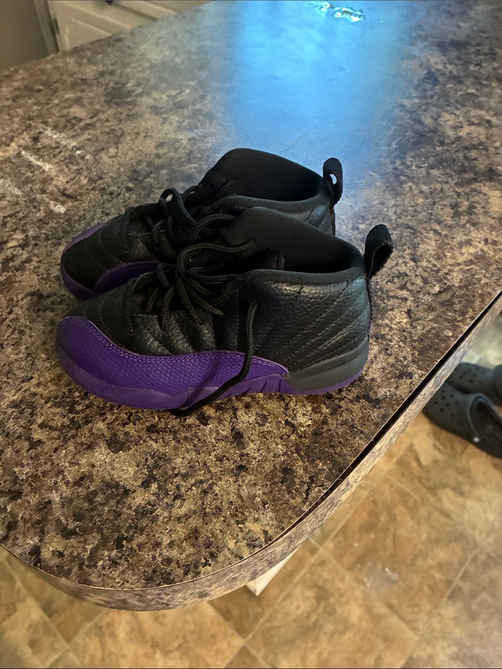 Jordan Kids Black and Purple High-Top Sneakers